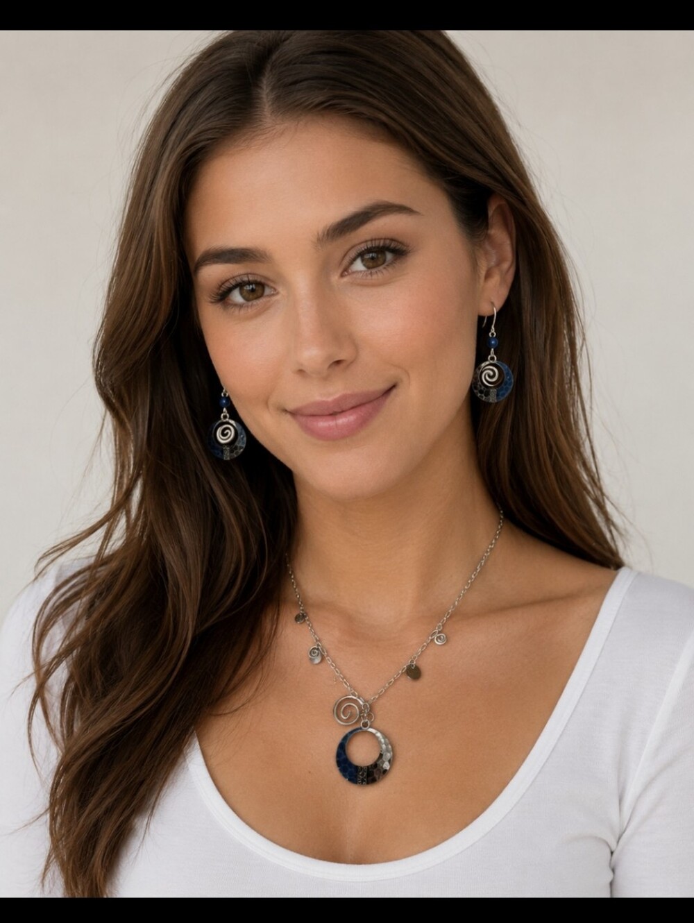 Silver Forest Pendant Necklace and Earrings Set, NIP